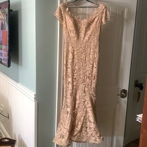 Evening gown   Cream  overlay.  Sheer